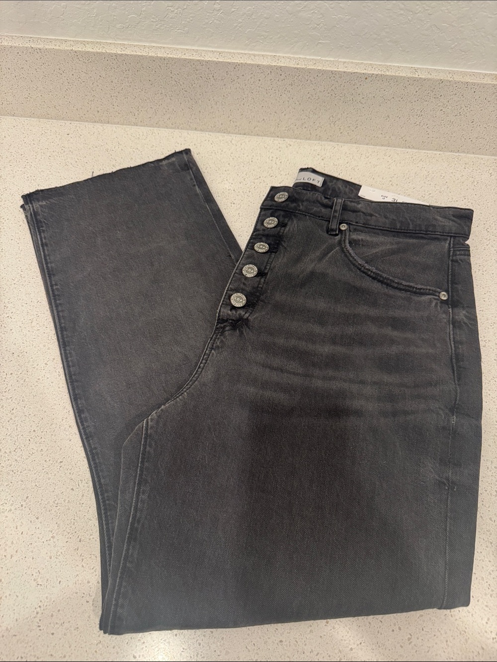 LOFT Washed Black High Waisted Straight crop Jeans